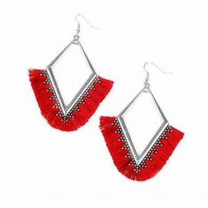 ❣️Red and Silver Geometric Earring❣️